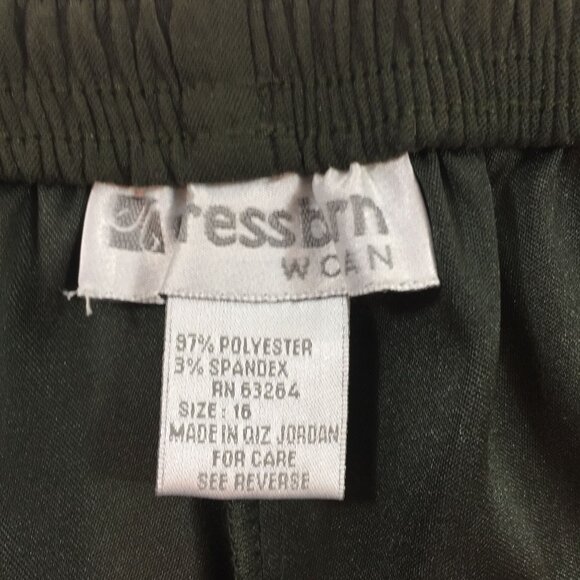 Dressbarn Women Olive Green Slack Pants Work Office Casual Elastic Waist Size 16 - Picture 7 of 10
